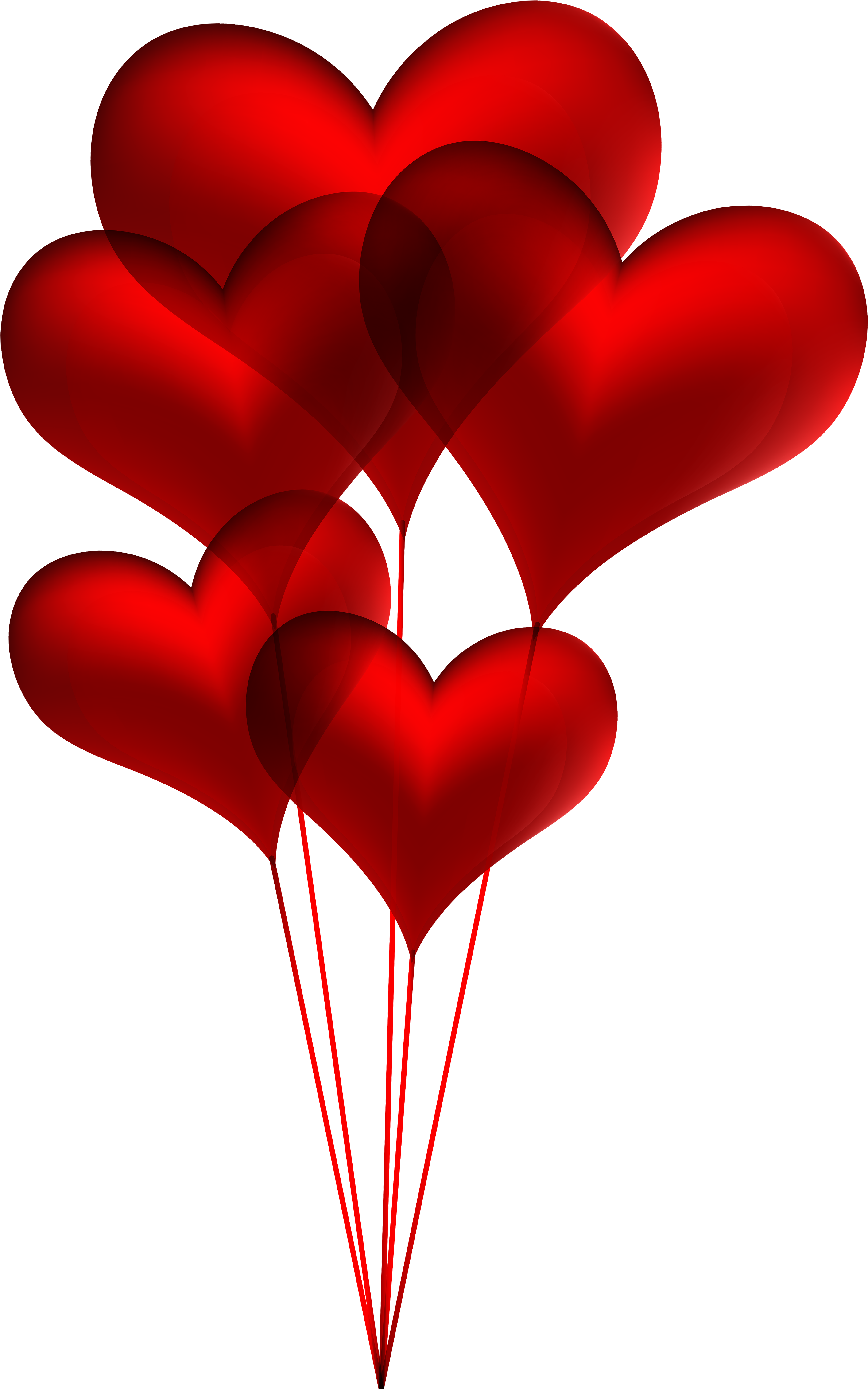 Red Heart Balloons Transparent Png Clip Art Image - Heart Balloons Clip Art (3854x5960), Png Download