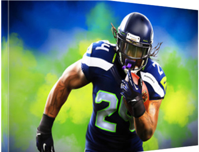 Seahawks Marshawn Lynch Beast Mode Poster Photo Painting - Sprint Football Clipart (800x491), Png Download