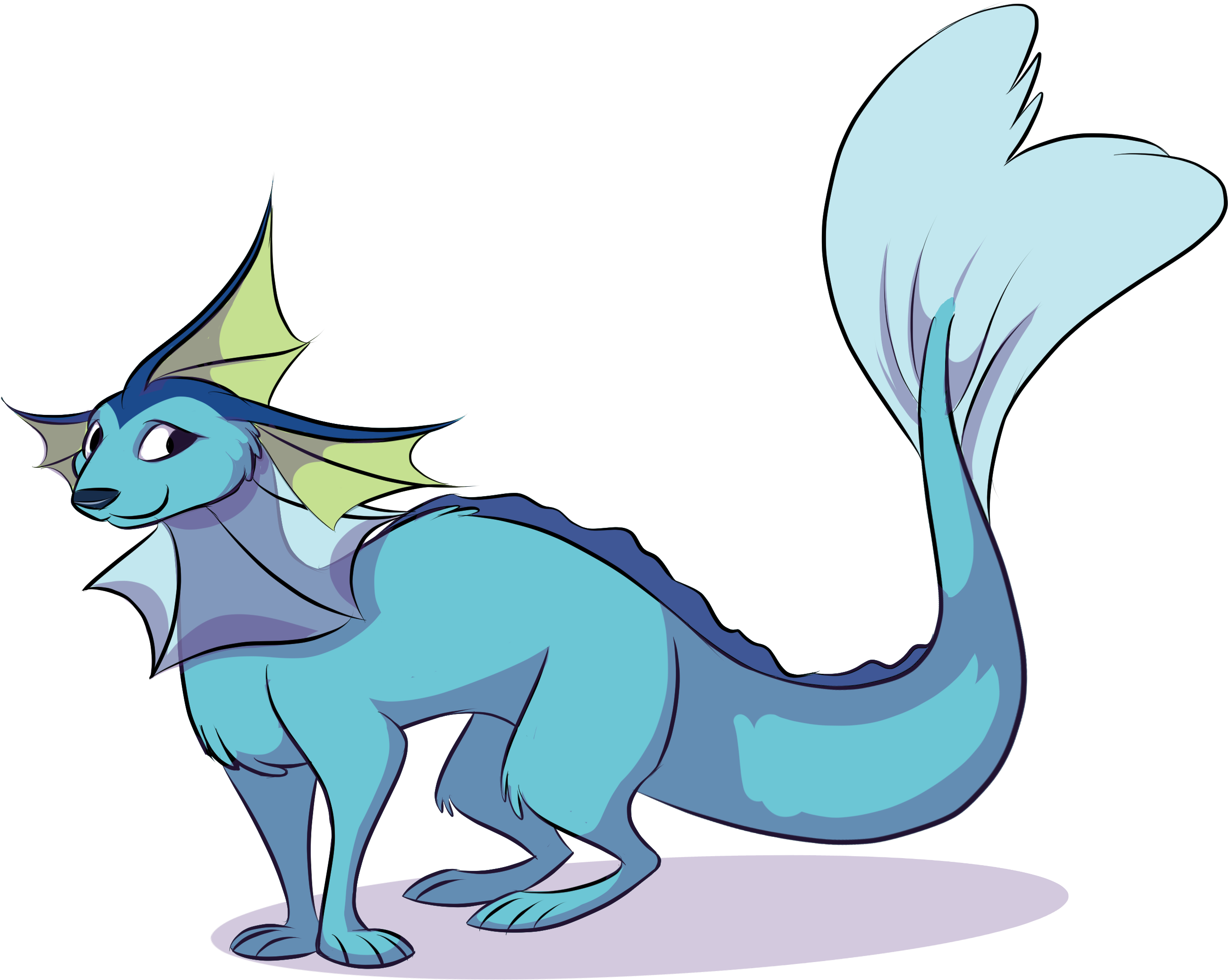Vaporeon - Cartoon Clipart (2733x2217), Png Download