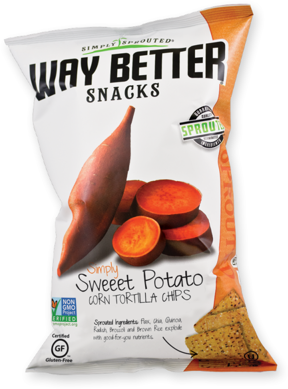 Sweet Potato Tortilla Chip - Healthy Snack Food Packaged Clipart (800x800), Png Download