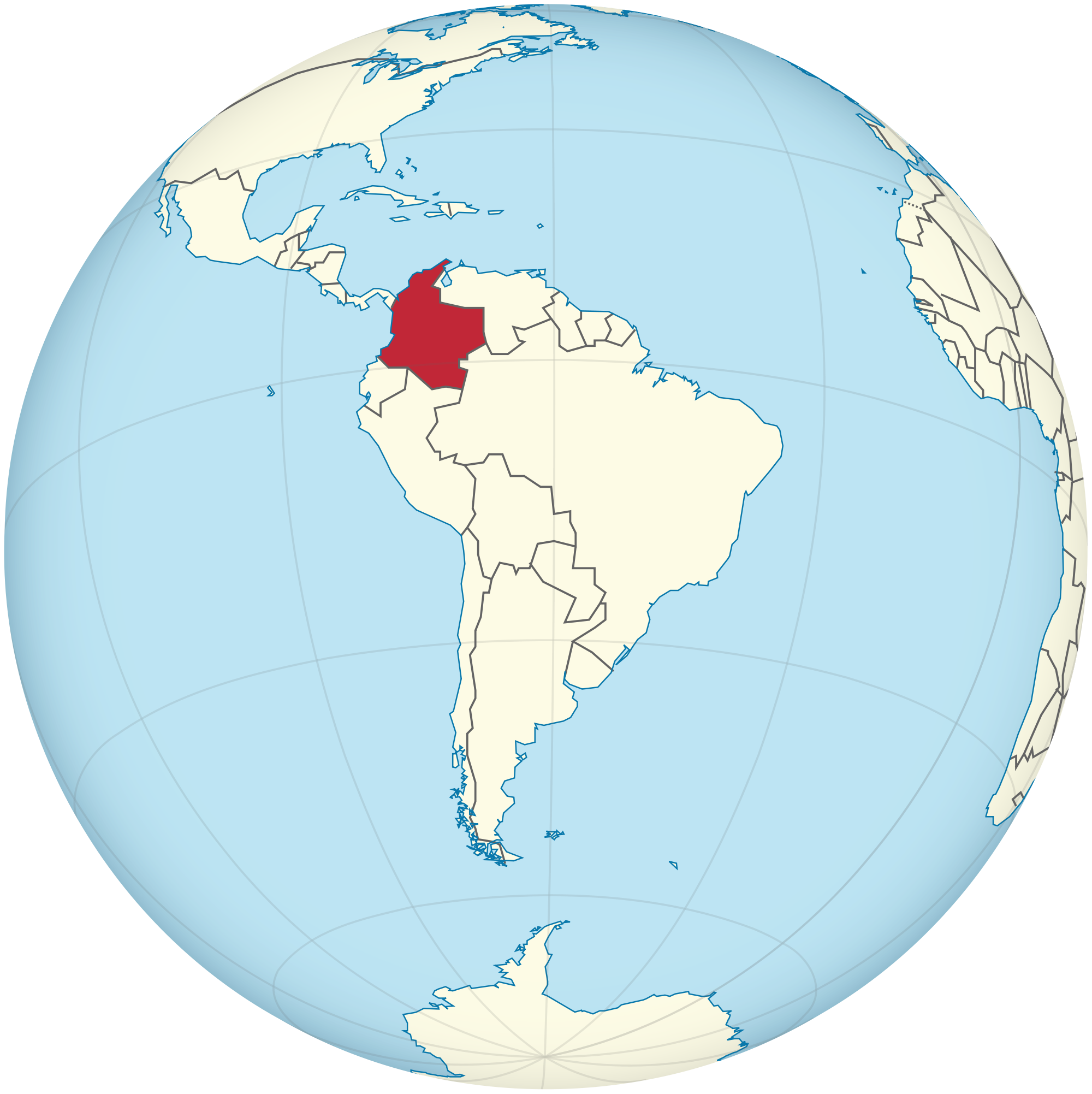 Colombia On The Globe - Colombia In South America Clipart (1023x1024), Png Download