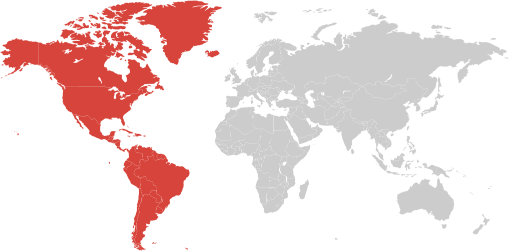 North, Central, South America And The Caribbean - South Africa Global Map Clipart (1017x502), Png Download
