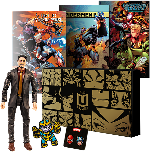 Marvel Unlimited Plus Exclusive Marvel Legends Tony - Marvel Unlimited Plus 2018 Clipart (587x635), Png Download