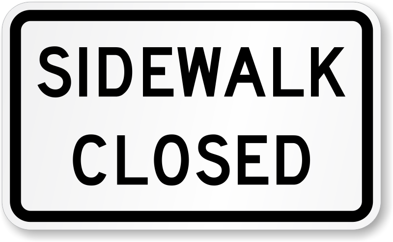 Sidewalk Closed Road Traffic Sign - Sidewalk Closed Sign Mutcd Clipart (800x492), Png Download