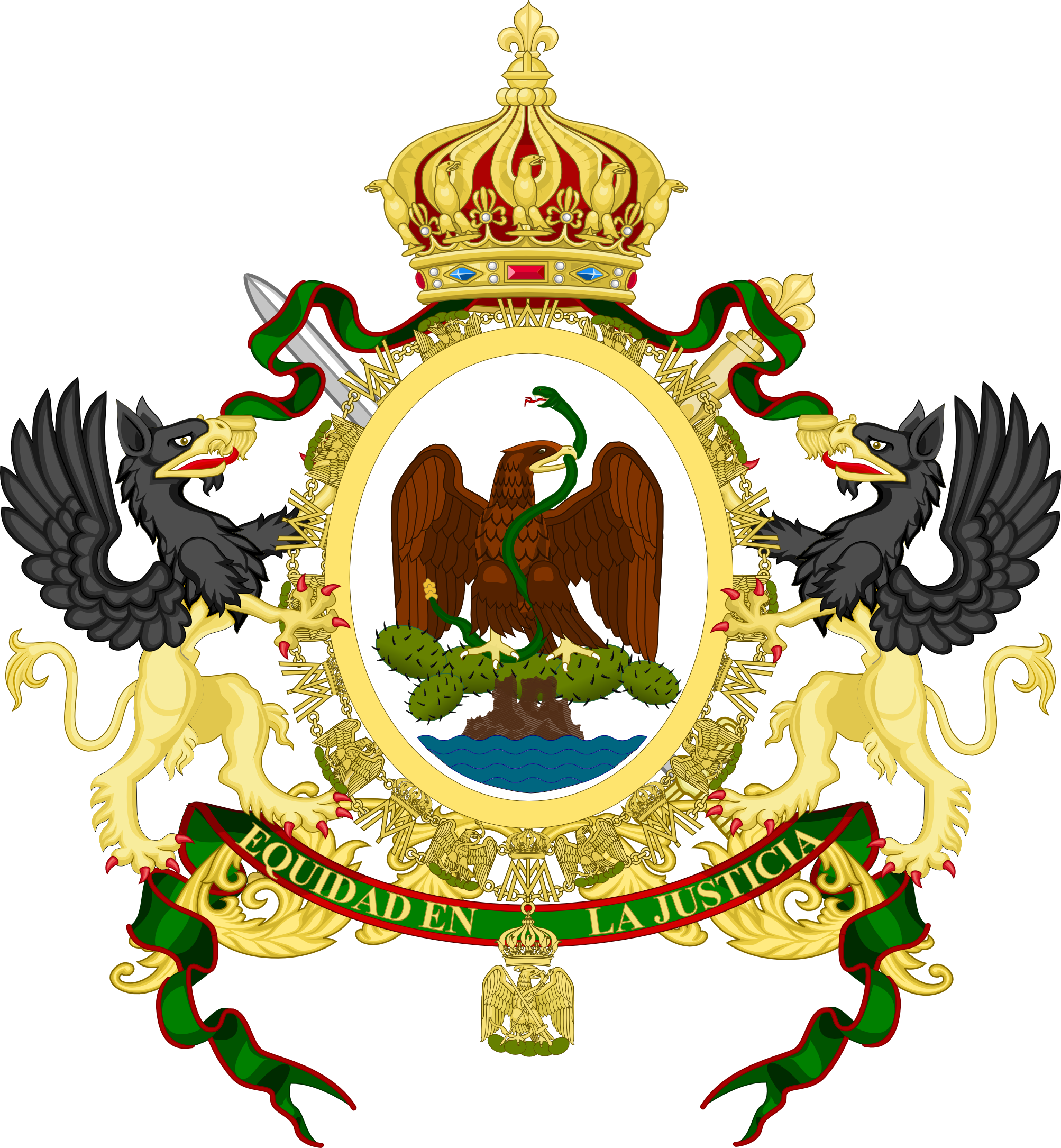 Imperial Mexican Coat Of Arms Clipart (2006x2170), Png Download