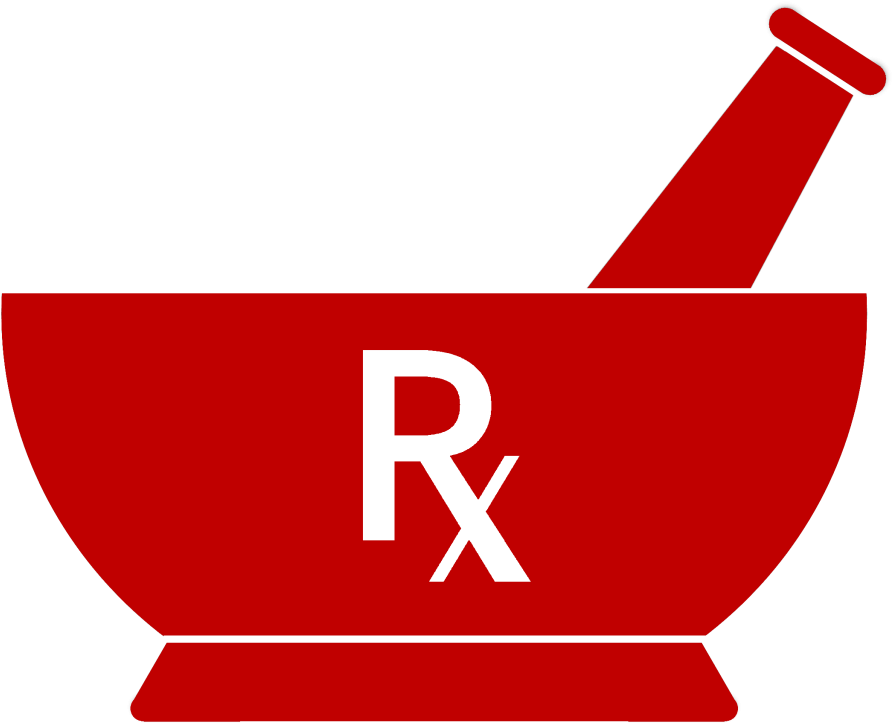 Red Mortar And Pestle Rx - Mortar And Pestle Pharmacy Logo Clipart (1024x1024), Png Download