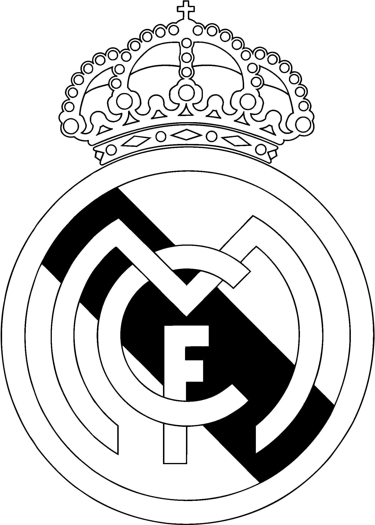 Real Madrid C F Logo Black And White - Real Madrid Black Logo Clipart (2400x2400), Png Download