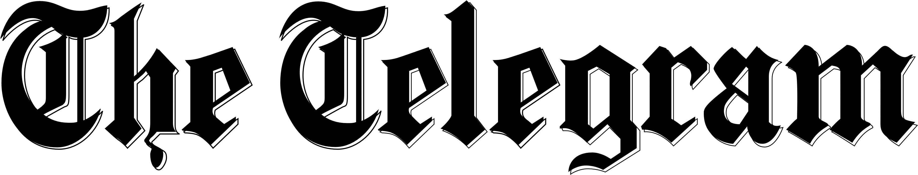 The Telegram Logo, Black - Evening Telegram Logo Clipart (3800x931), Png Download