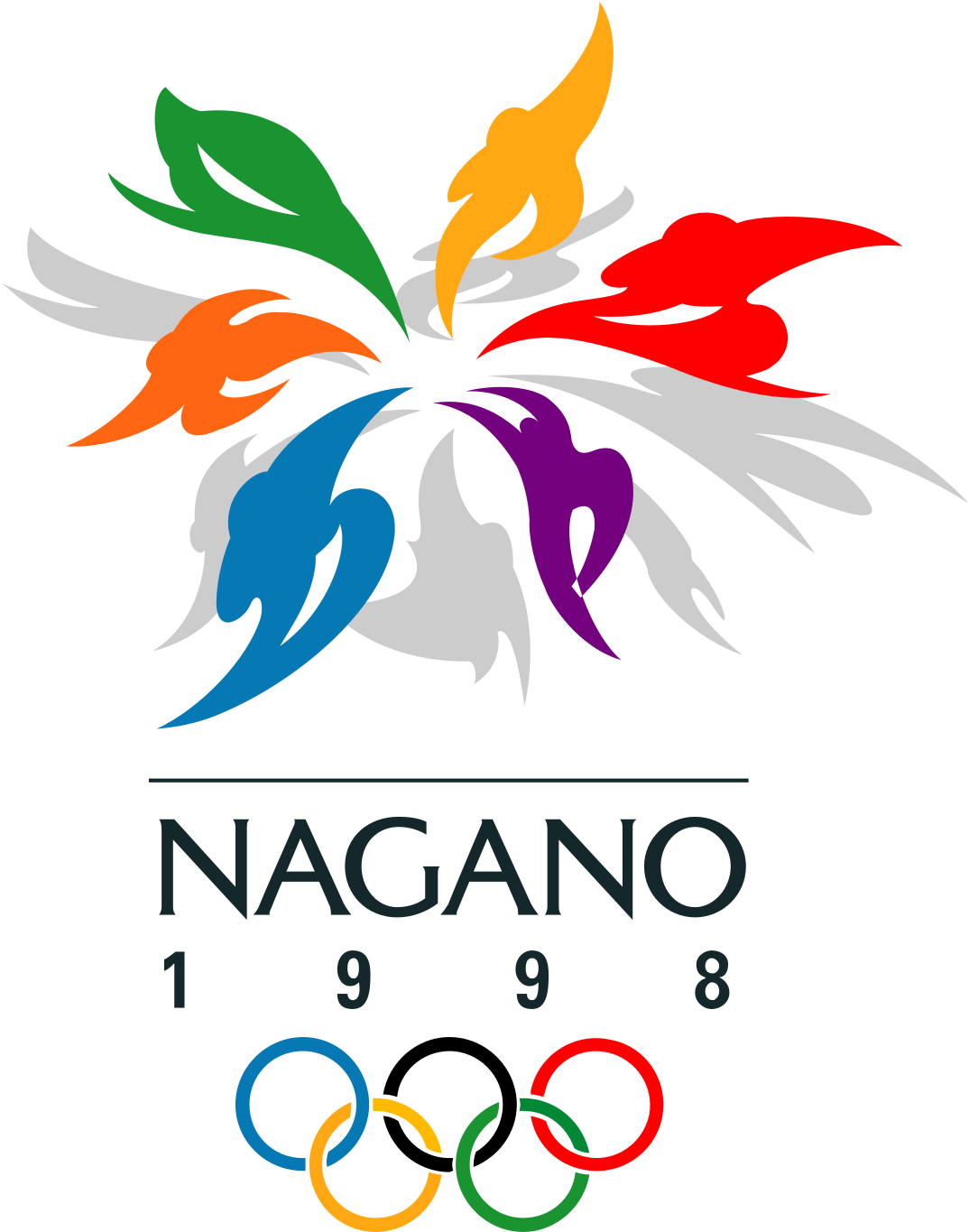 Image Black And White Download Olympics Clipart Snowboarding - 1998 Winter Olympics Logo - Png Download (1200x1501), Png Download