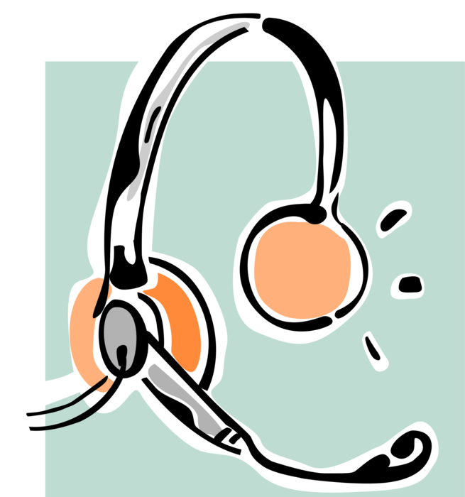 Vector Illustration Of Computer Communications Headset - Headphones Clipart (655x700), Png Download