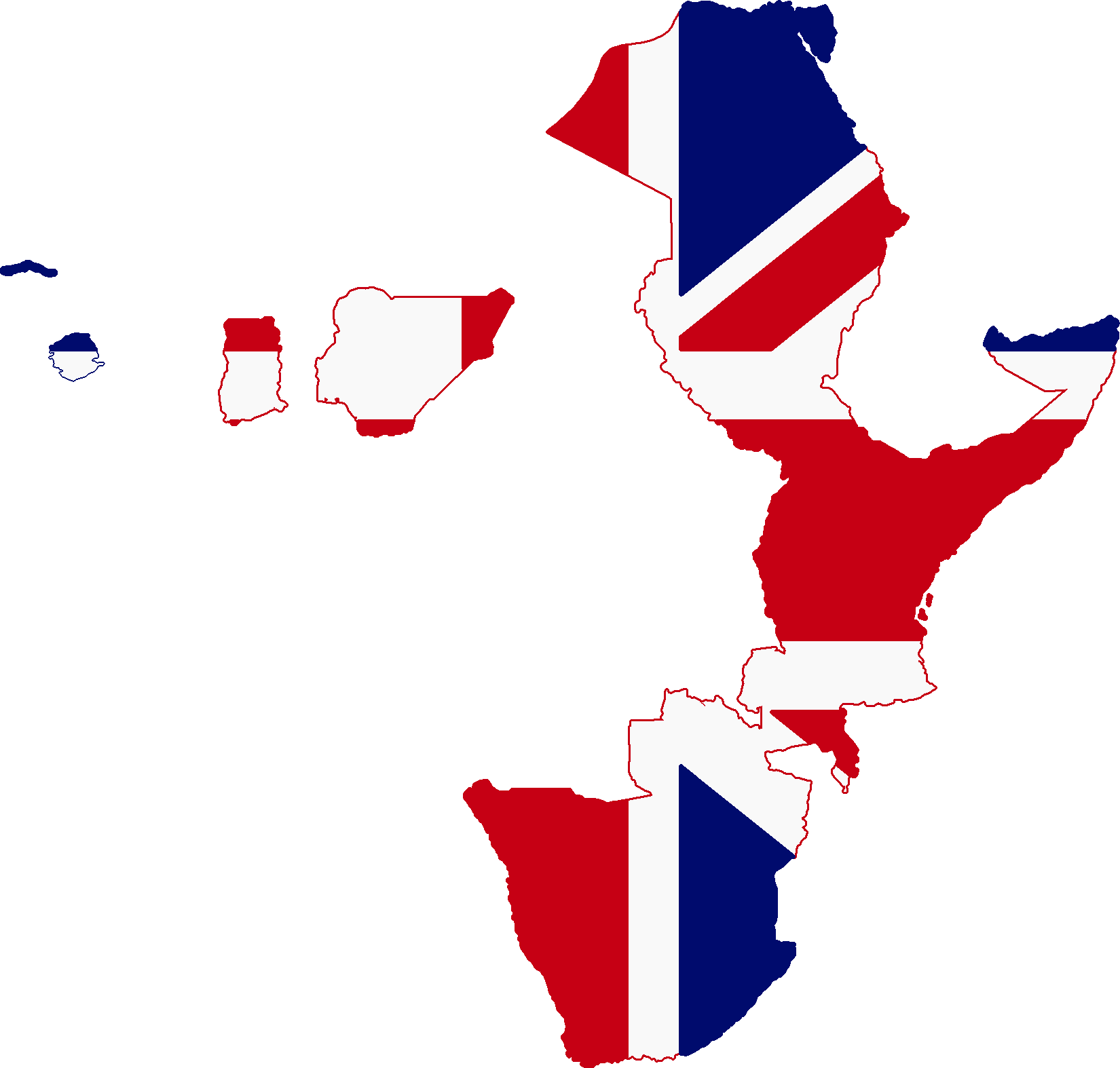 Flag Map Of British Africa - British Empire Flag Map Clipart (1650x1574), Png Download
