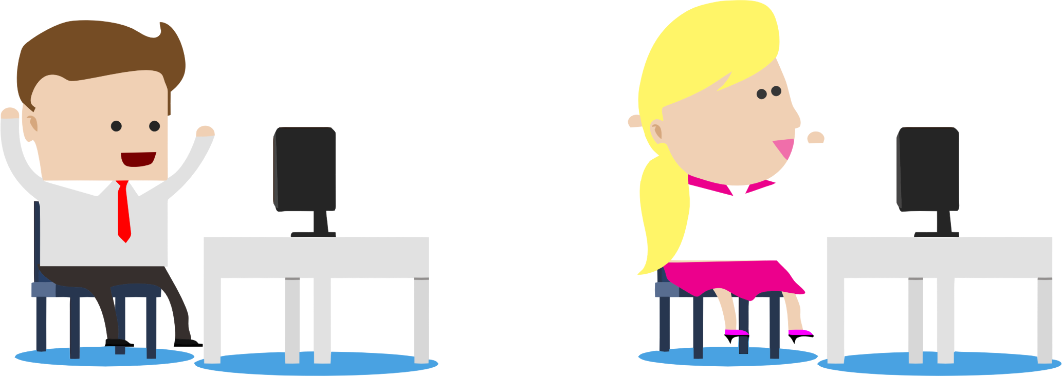 Office Png - Office Worker Cartoon Transparent Clipart (2066x732), Png Download