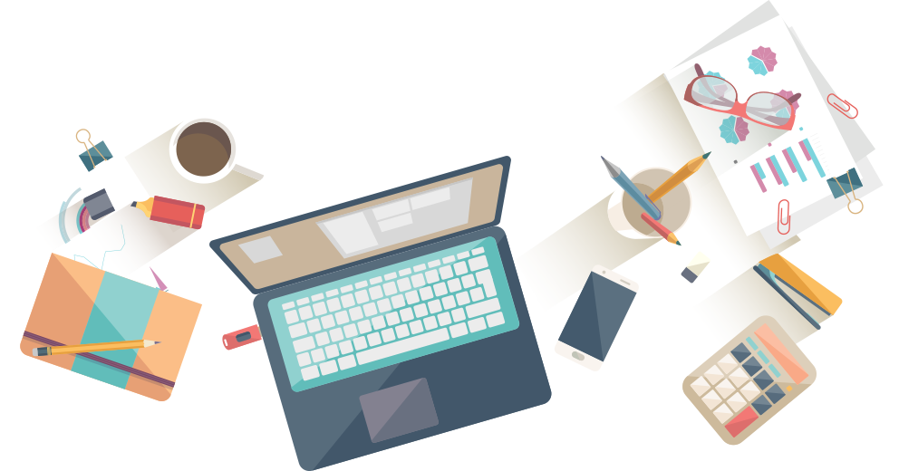 Thumb Image - Office Stuff Top View Png Clipart (992x520), Png Download