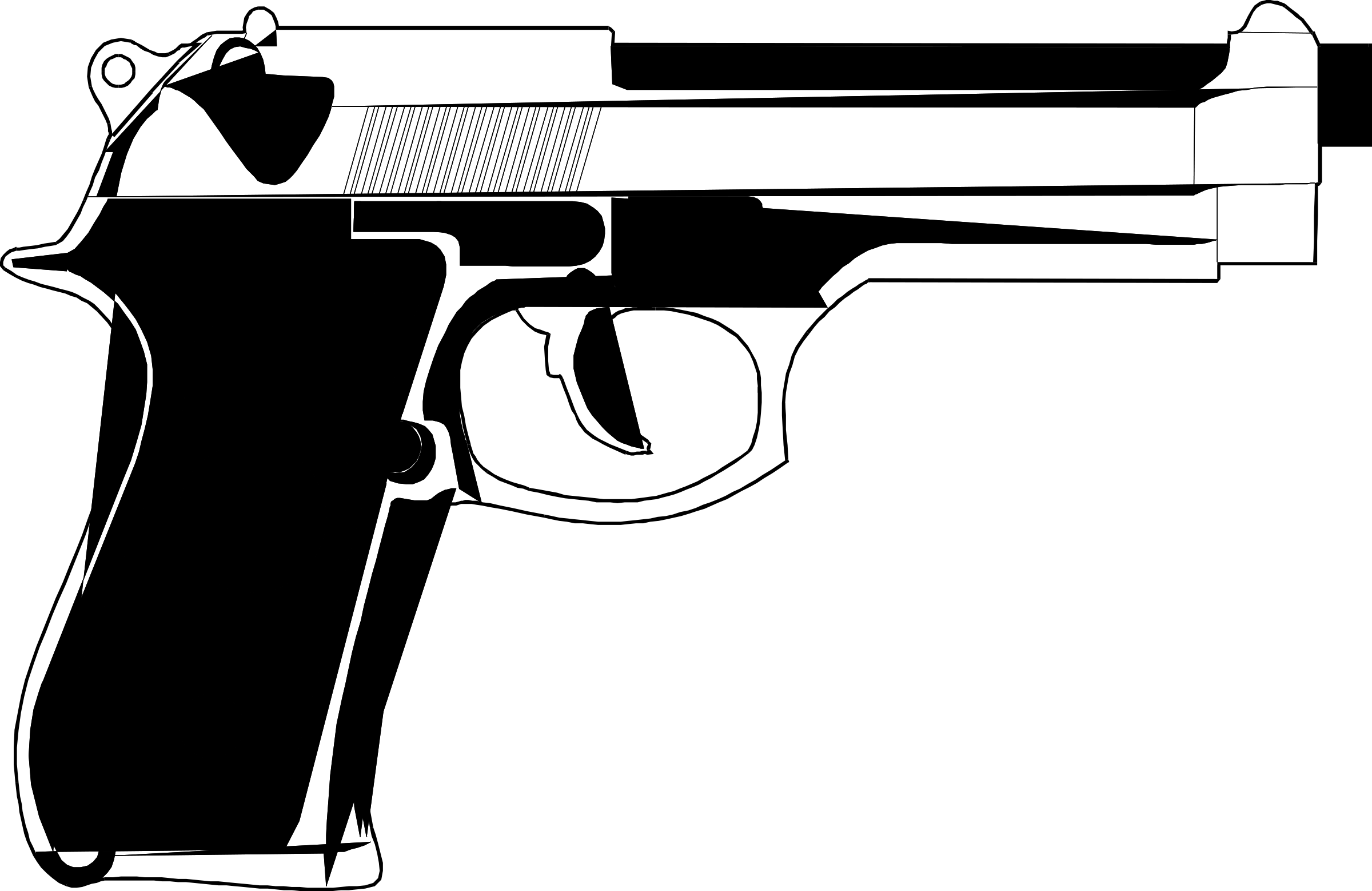Vector Transparent Shooting Clipart Police Gun - Hand Gun Cartoon - Png Download (2400x1558), Png Download