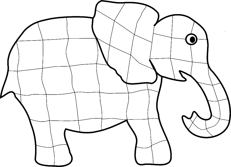 Elmer Elephant Coloring Page - Elmer The Elephant Paint Clipart (982x710), Png Download