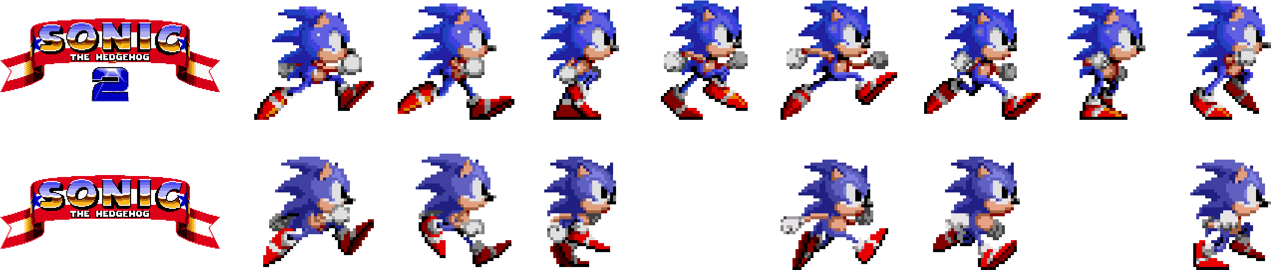 Comparaison Of Sprites - Sonic Mania Walking Sprite Clipart (2598x594), Png Download