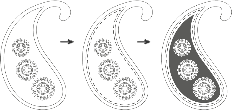 Decorating The Main Paisley Shape - Monochrome Clipart (850x438), Png Download