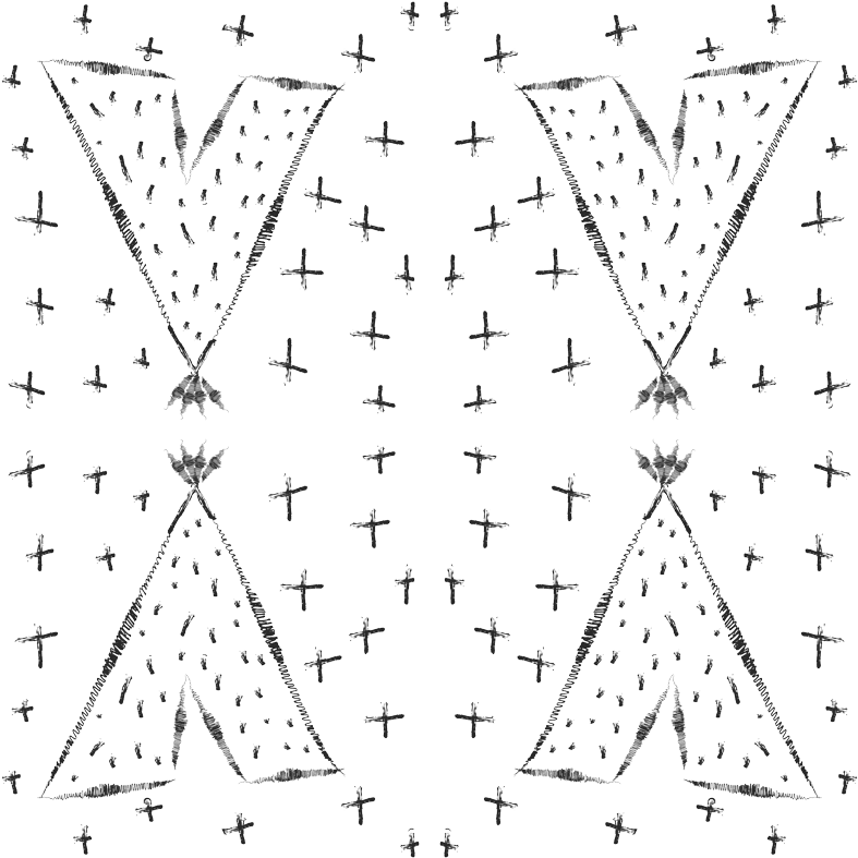 Hand Drawn Tribal Teepees Monochrome Fabric Modfox - Triangle Clipart (800x800), Png Download