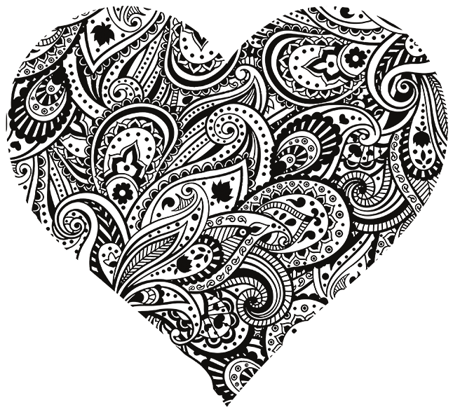 Paisley Heart Black And White - Paisley Pattern Clipart (675x675), Png Download