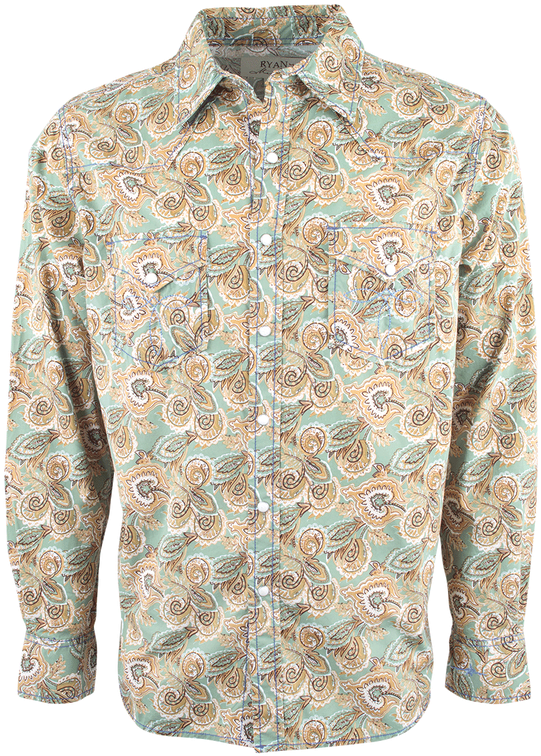 Ryan Michael Paisley Print Snap Shirt - Active Shirt Clipart (544x800), Png Download