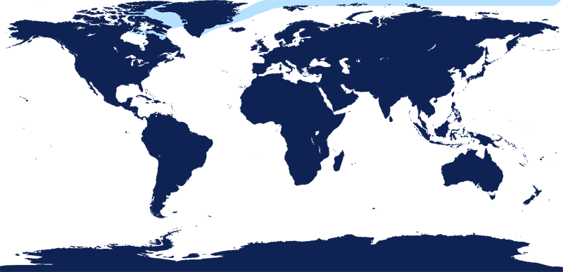Narwhal Range - High Resolution World Map Black And White Clipart (800x386), Png Download