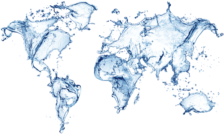 Water Smash - Water Map Of World Clipart (800x486), Png Download