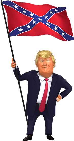 Holding Confederate Flag Trump 3d Caricature - Trump Holding Confederat Flag Clipart (600x600), Png Download