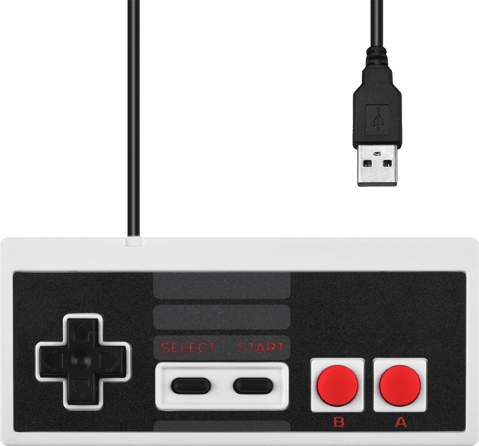 Nintendo New Classic Style Usb Controller Pc - Nes Controller Nes Clipart (935x871), Png Download