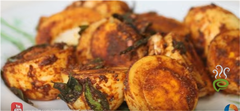 Egg Masala Fry Video Recipe - Tandoori Chicken Clipart (800x441), Png Download