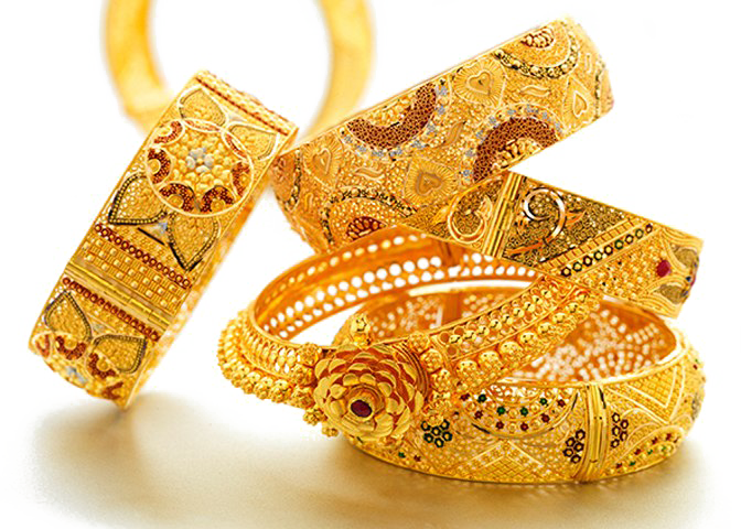 Gold Jewellery Png Photo - New Gold Bangle Designs Clipart (672x480), Png Download