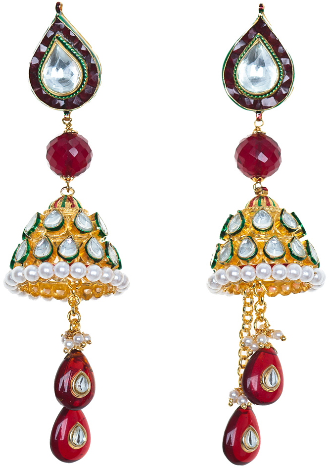 Omkari Jhumka Earrings - Indian Earrings Png Clipart (838x1013), Png Download