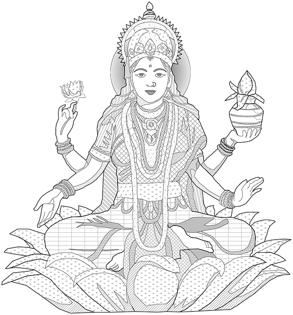 Let Us Now Move Into The Vibration Of The Goddess Lakshmi, - Illustration Clipart (600x647), Png Download