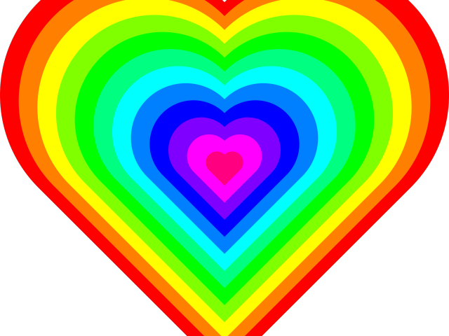 Colours Clipart Heart - Hearts Rainbow - Png Download (640x480), Png Download