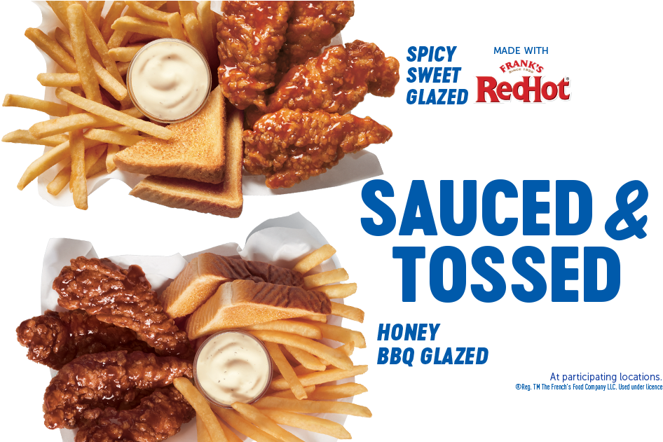Sauced & Tossed Chicken Strip Baskets - Frank's Redhot Clipart (960x630), Png Download