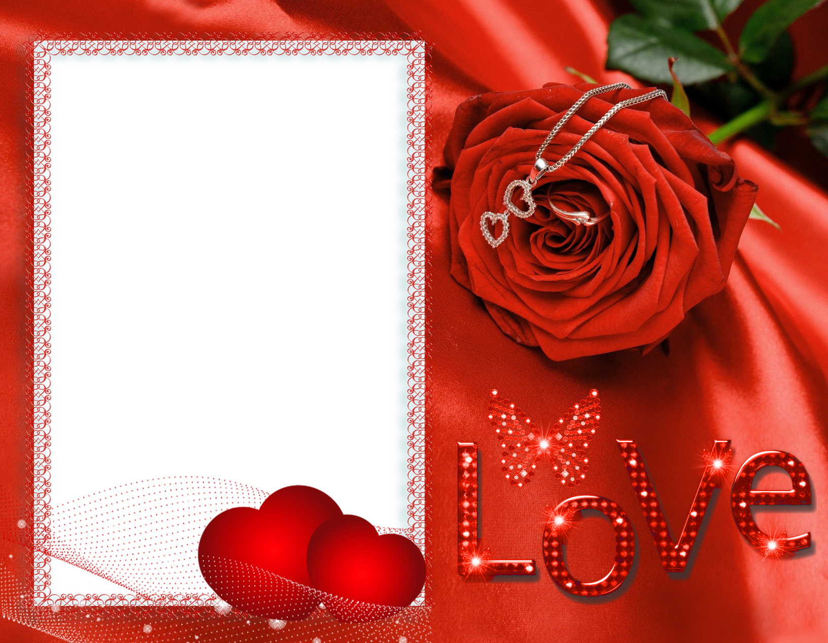 Love Transparent Png Frame With Rose - Love Photo Frames Png Clipart (1632x1267), Png Download