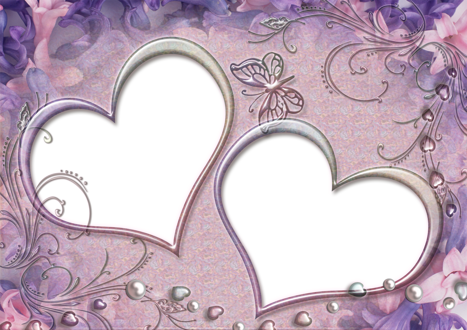 Purple Heart Frames Clipart (1500x1060), Png Download