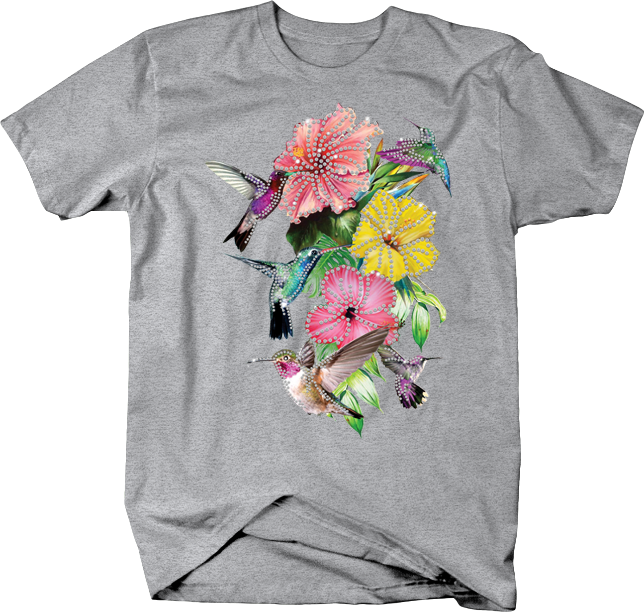 Image Is Loading Hummingbirds In Flowers Shirt Birds - Funny Gun Shirt Clipart (1295x1229), Png Download