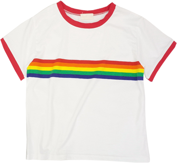 Rainbow Top Sold By Pollyanna - White Rainbow Striped Shirt Clipart (1000x1000), Png Download