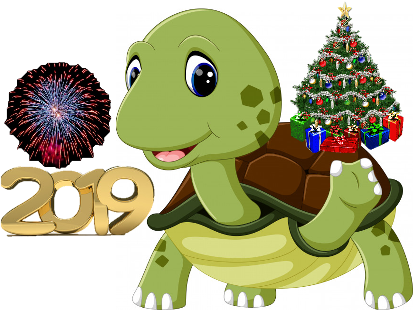 Merry Christmas - Animated Cute Turtle Clipart (1489x1025), Png Download