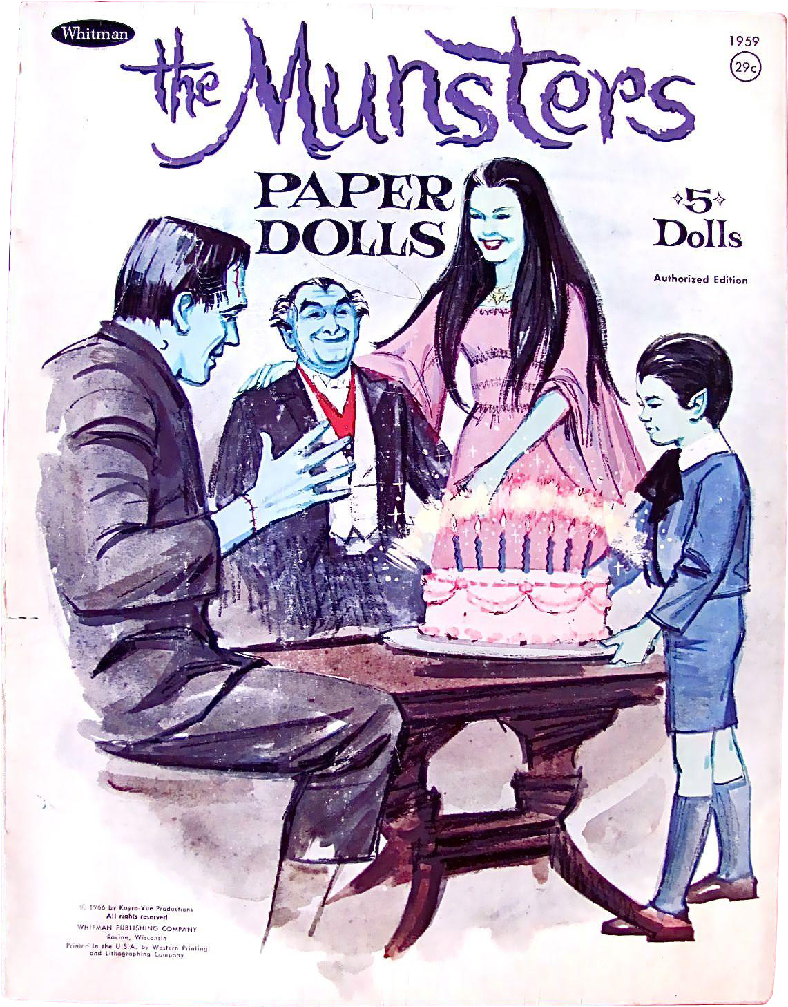 The Munsters Paper Dolls Whitman Vintage 1966 Cut Set - Imagenes Para Dibujar De La Familia Monster Clipart (1456x1456), Png Download