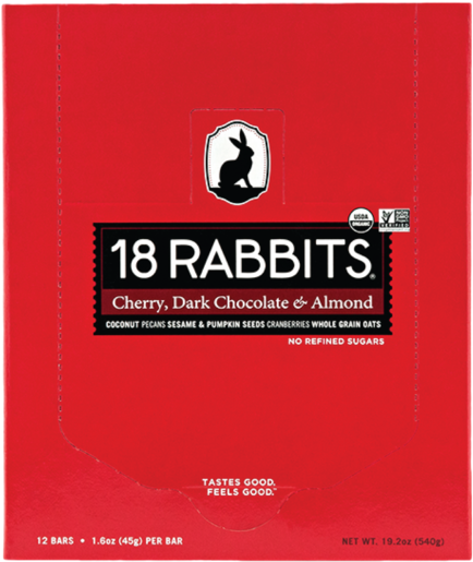 18 Rabbits Cherry Dark Chocolate Almond Bar - Graphic Design Clipart (600x600), Png Download