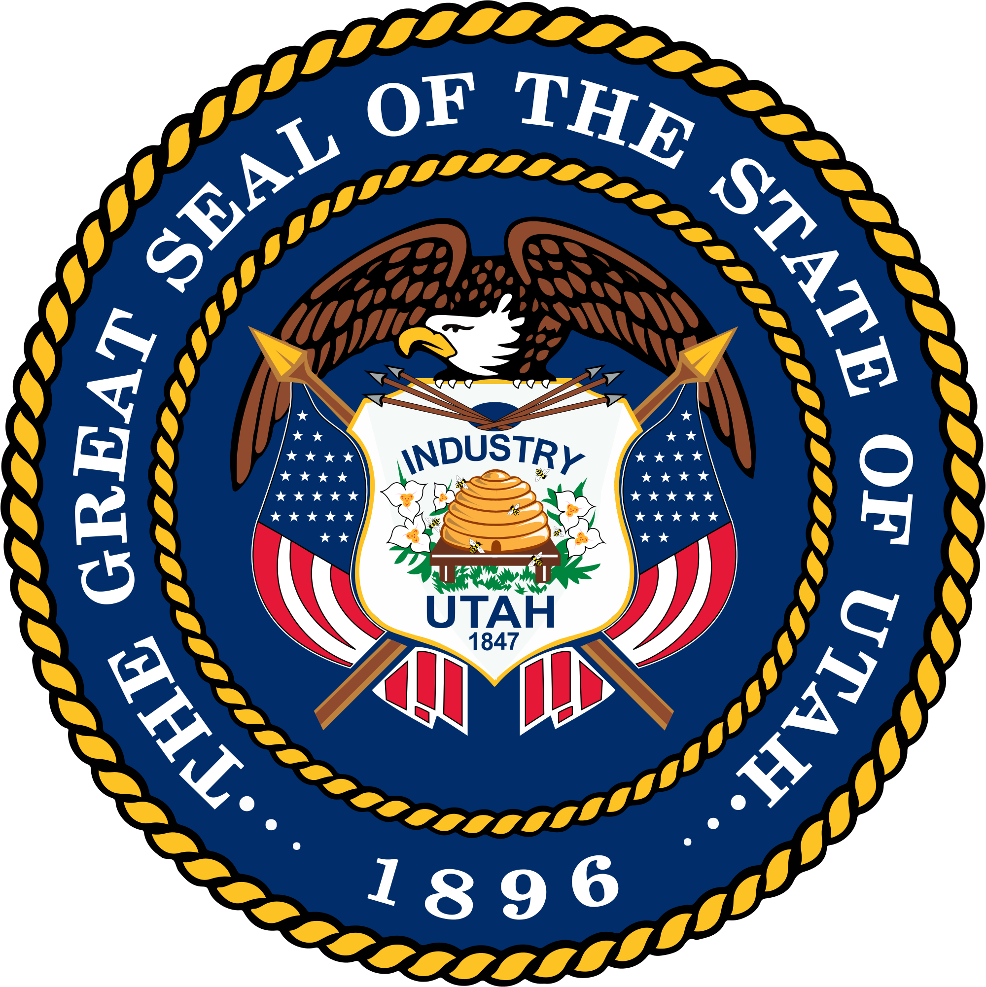 Coat Of Arms Or Logo - Great Seal Of The State Of Utah Clipart (2000x2002), Png Download