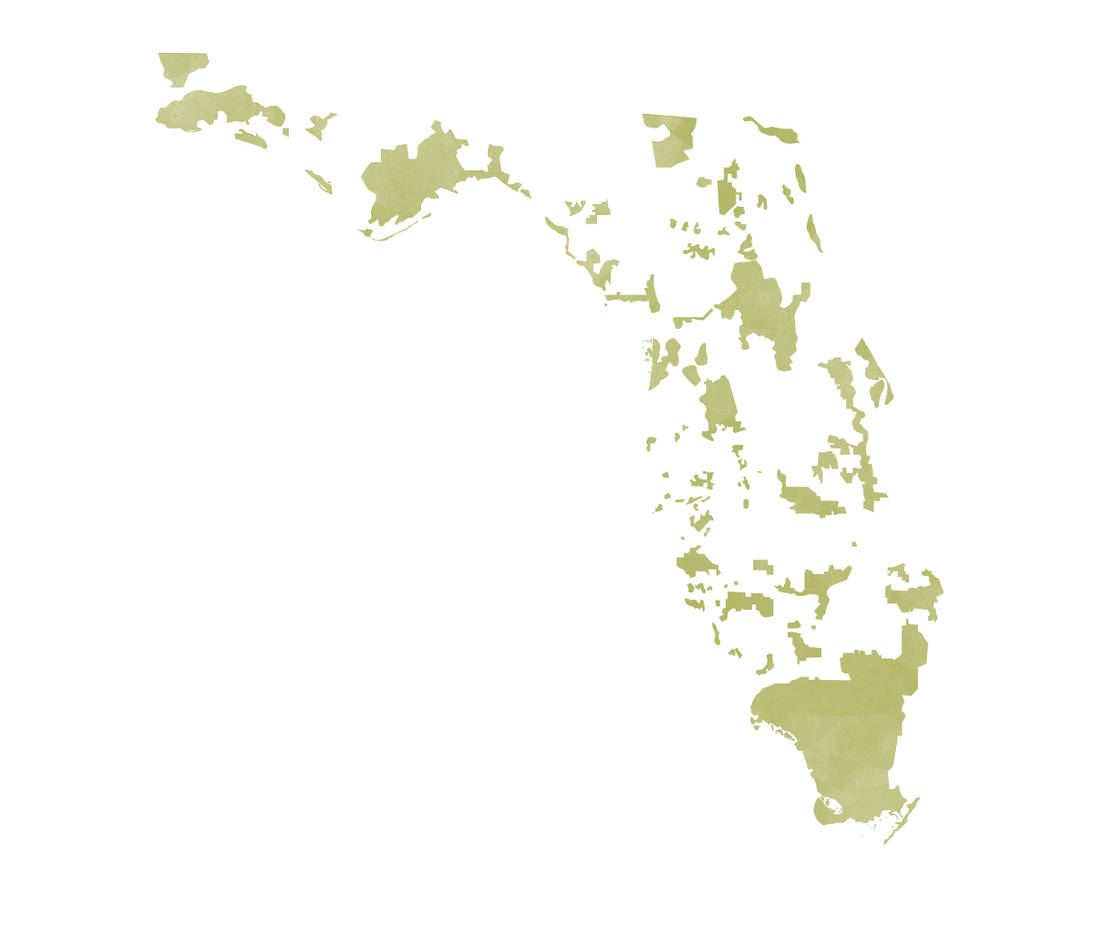 Florida Map Displaying Current Conservation Areas - Atlas Clipart (1200x1016), Png Download