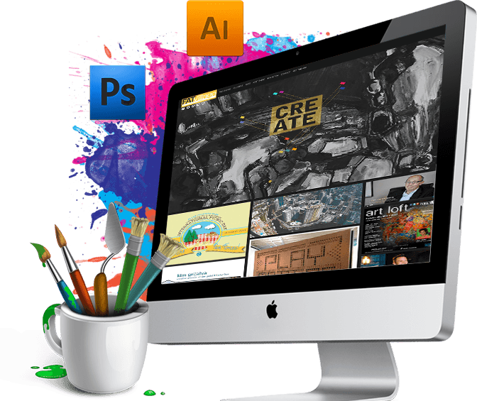 Creative Web Design Png - Graphic Design Computer Png Clipart (672x565), Png Download