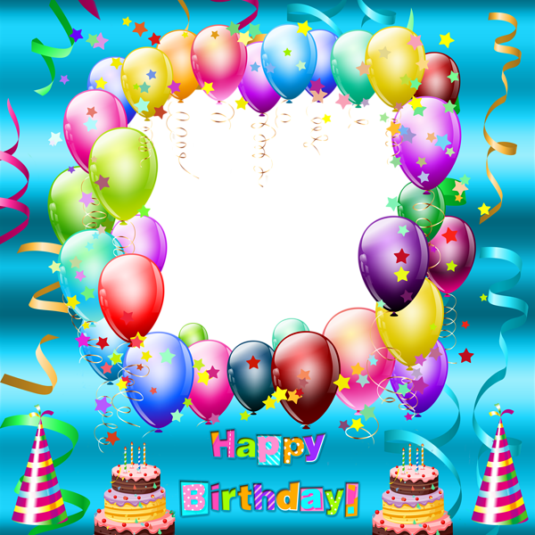 Happy Birthday Transparent Blue Frame Gallery Png Transparent - Happy Birthday Frame Png Transparent Clipart (600x600), Png Download
