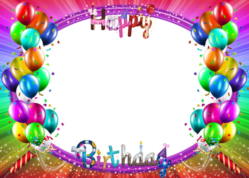 Best Stock Photos Happy Birthday Colorful Png Frame - Transparent Frame Happy Birthday Clipart (850x608), Png Download