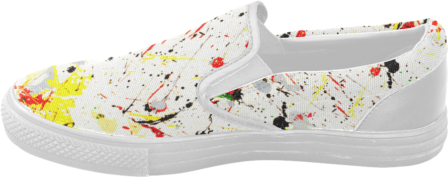 Yellow & Black Paint Splatter Women's Slip-on Canvas - Slip-on Shoe ...