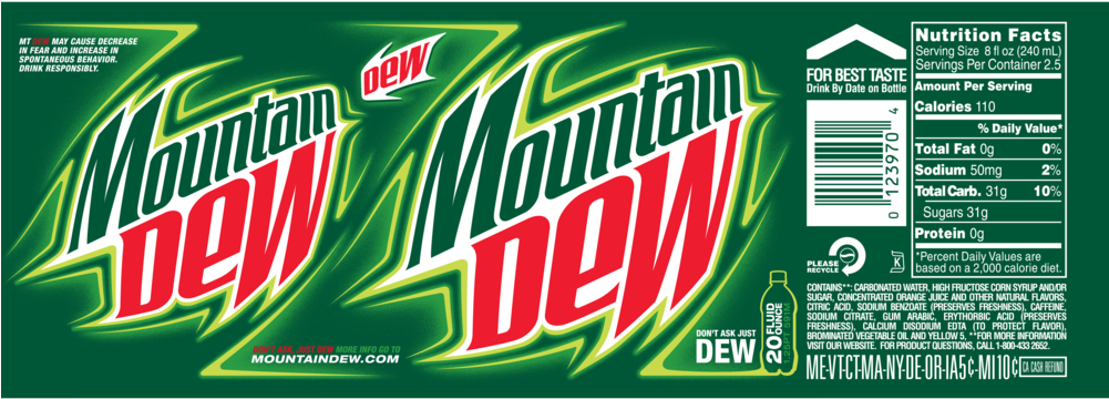 Image Result For Mountain Dew Packaging - Mountain Dew Packaging Clipart (1000x563), Png Download