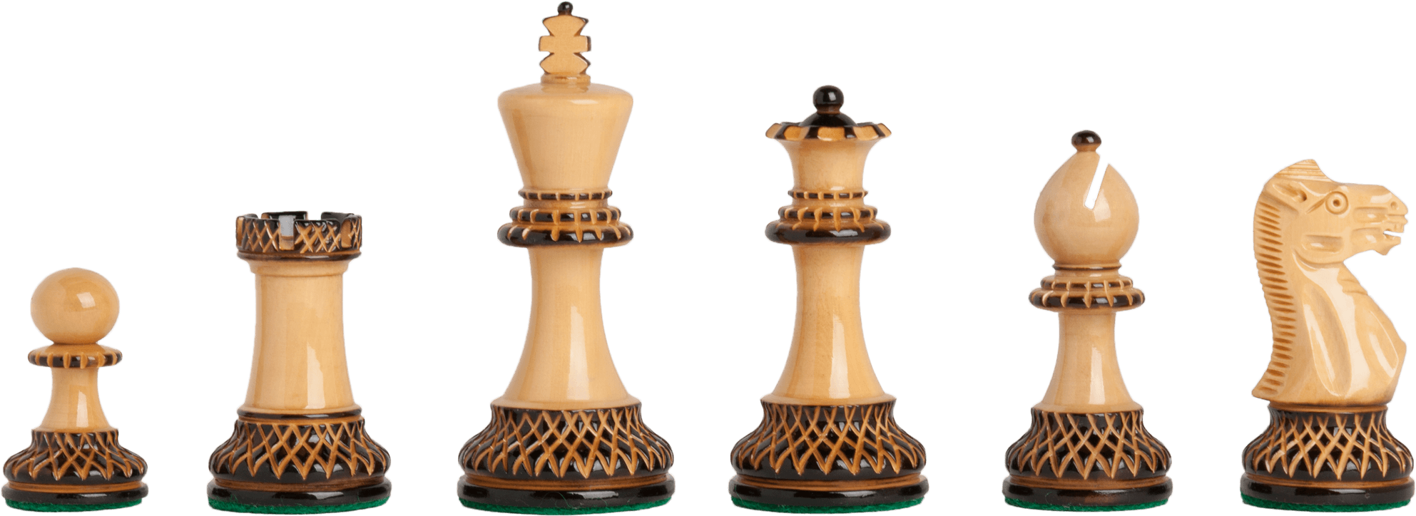 Burnt Boxwood And Natural Boxwood - Luxury Staunton Burnt Chess Clipart (2112x971), Png Download