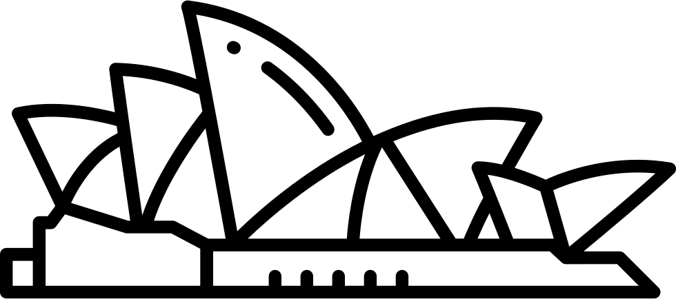 Sydney Opera House Clipart Png - Outline Of The Sydney Opera House Transparent Png (980x434), Png Download